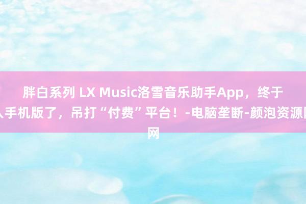 胖白系列 LX Music洛雪音乐助手App，终于入手机版了，吊打“付费”平台！-电脑垄断-颜泡资源网