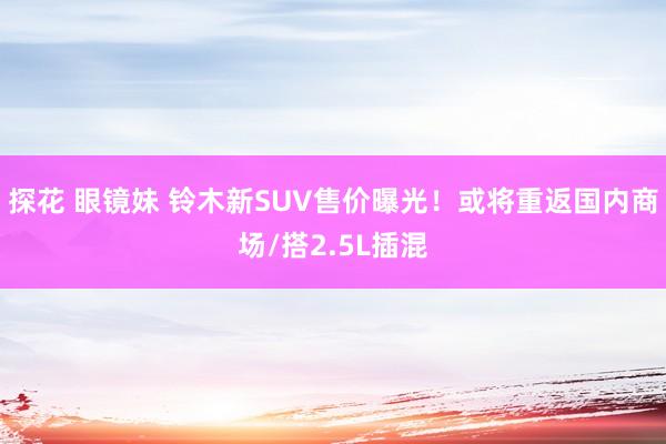 探花 眼镜妹 铃木新SUV售价曝光！或将重返国内商场/搭2.5L插混