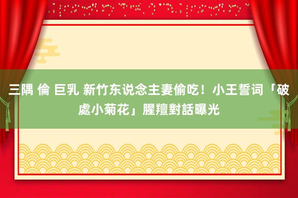 三隅 倫 巨乳 新竹东说念主妻偷吃！小王誓词「破處小菊花」　腥羶對話曝光