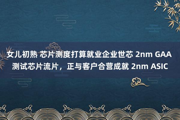 女儿初熟 芯片测度打算就业企业世芯 2nm GAA 测试芯片流片，正与客户合营成就 2nm ASIC