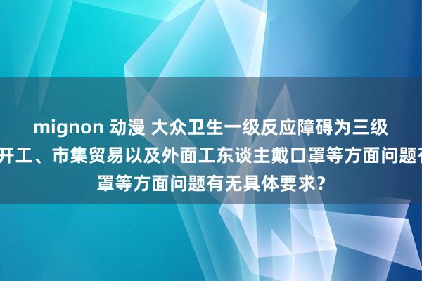 mignon 动漫 大众卫生一级反应障碍为三级反应后，工地开工、市集贸易以及外面工东谈主戴口罩等方面问题有无具体要求？