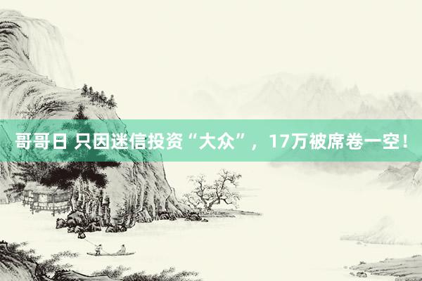 哥哥日 只因迷信投资“大众”，17万被席卷一空！