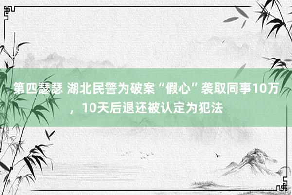 第四瑟瑟 湖北民警为破案“假心”袭取同事10万，10天后退还被认定为犯法